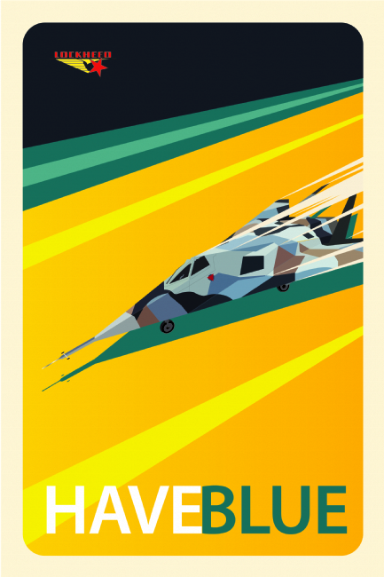 F-117 Yellow Blue Poster