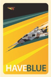 F-117 Yellow Blue Poster